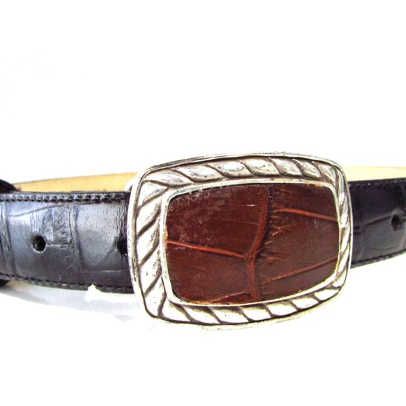 Croco Embossed Leather Belt Style 40143 - Picture 2 of 4